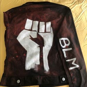 Up-cycled BLM Protest Jacket. Black acid wash